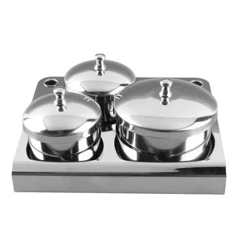 Nail Liquid Container, Mini Stainless Steel Dish Pot Liquid Powder Cup Lid Bowl Nail Art Tools Acrylic Nail Art Equipment Mini Bowl Cup Tray Pot Container Organizer Holder with Lid, 3pcs