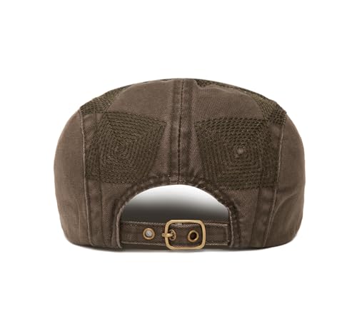 Image of Quanhaigou Men's Cotton Flat Ivy Gatsby Newsboy Driving Hat Adjustable Irish Cabbie Ivy Driving Hunting Cap
