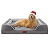 Comfort Expression Orthopedic Dog Bed for Extra Large Dogs 42×30 Inch, Waterproof Egg Crate Foam XL Pet Bed with Removable Bolsters, Dog Couch with Washable Cover & Non-Slip Bottom, Grey