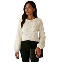 Blusa Tricot Manga Longa Transpassada (BR, Alfa, Único, Regular, Branco)