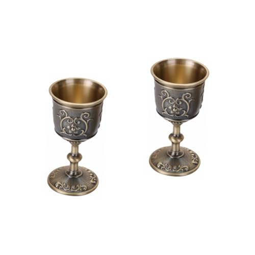 Garneck 2 Piezas vaso de de metal tazas vintage vasos cocktail copa de vino retro copa de vino portátil copas de vino minitaza cáliz de vino tinto de fiesta Aleación de zinc Golden
