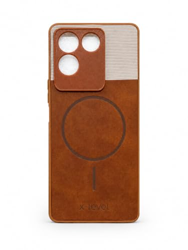 Image of Bintage Dual-Leather 2in1 Phone Case| Soft Touch Finish | Full Camera Protectection Back Cover Compatible for Vivo V2321 / Vivo T2 Pro 5G - White & Nut Brown