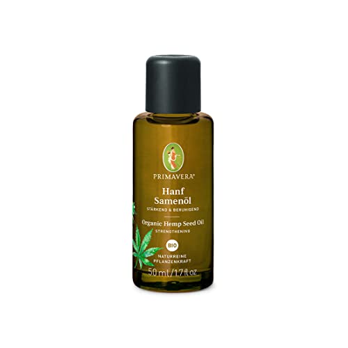 PRIMAVERA Aceite de semilla de cáñamo orgánico de 50 ml, fuerza vegetal natural, botella de cristal, aceite aromático, aceite corporal, cosmética natural, fortalecimiento, calmante, regenerador