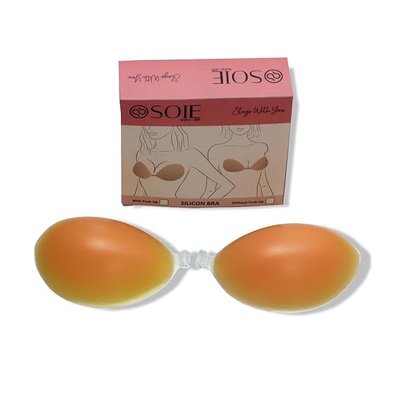 soie Women'sInvisible Reusable Self-Adhesive Free Silicon Bra with Push ups Nude-picture-20