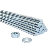 Fully Threaded Rod 5M x 200mm – Zinc Plated Steel – 10pcs + 20 Nuts + 20 Washers – Strong Metric Screws for Fixing and Industrial Applications