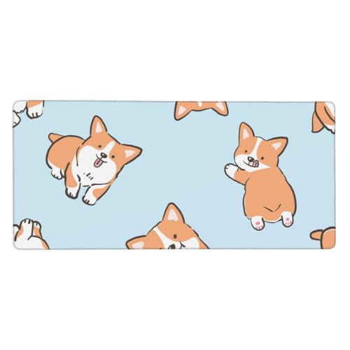 Tapis de Souris Grand Format Corgi 40x90cm avec Base Antidérapante en Caoutchouc pour Ordinateur
