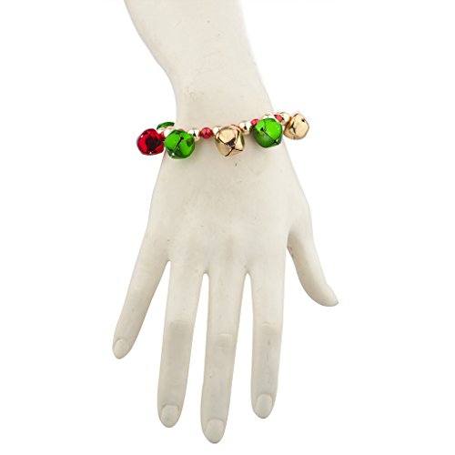 LUX ACCESSORIES SilverTone Christmas X-Mas Holiday Jingle Bells Bracelet Set 2PC3