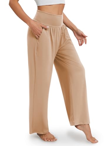 Image of Gracyoga Wide Leg Yoga Pants for Women Casual Loose Cozy Sweatpants High Waisted Lounge Pajama Flowy Pants With Pockets