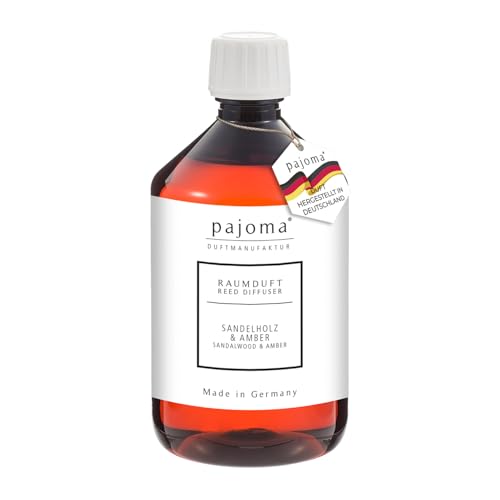 pajoma Raumduft Nachfüllflasche Sandelholz & Amber 500 ml | Nachfüller für Lufterfrischer | intensiver und hochwertiger Duft in Premium Qualität