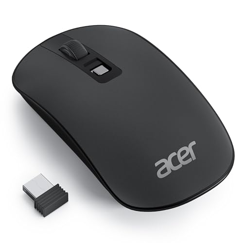 acer Computer Mouse Wireless, 2.4G Slim USB Wireless Mice with USB Receiver, Small Sized Hands, 800/1200/1600 Adjustable DPI Optical Laptop Mouse with 4 Buttons, Portable for Laptop, Desktop, PC