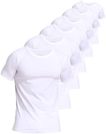 Comfneat Men's 6-Pack Pure Cotton Undershirts Comfortable Crew Neck T-Shirts