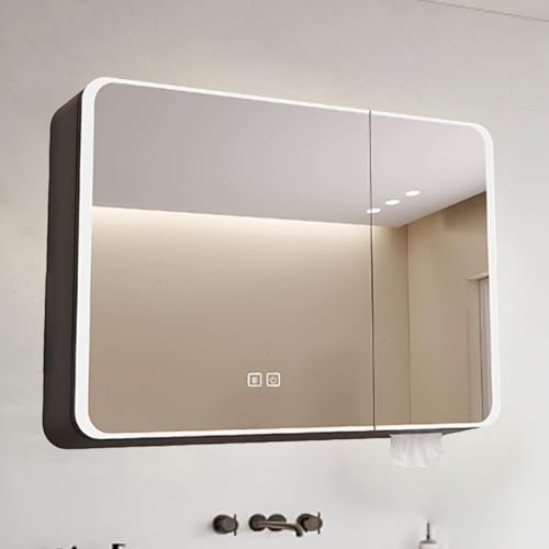 Moderno botiquín LED con espejo HD, unidad de pared de aluminio, antivaho e interruptor táctil, elegante solución de almacenamiento para el baño que ahorra espacio