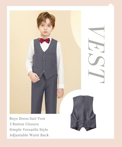 Boys Formal Suit Vest Kids 3 Button Adjustable Back Strap Toddler Vests2