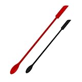 Cretty-Meet 2 PCS Mini Makeup Spatulas, Flexible Silicone Beauty Spatula Reusable Thin Jar Scrapers for Cosmetic Bottles, Get Last of Makeup Out (Black and Red)
