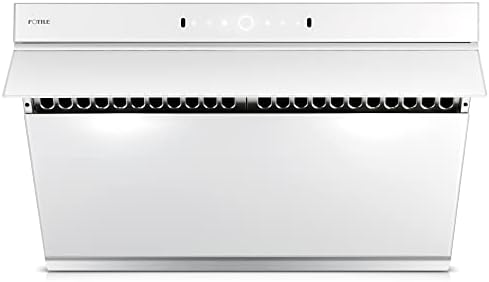 FOTILE JQG7505-W 30" Under-Cabinet or Wall-Mount Range Hood | Dual DC-Motor | Slant Vent Series | Motion Activate| Touchscreen with 4 Speed Level | Modern Kitchen Pure White Schott Glass