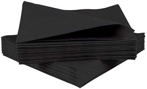 Pack of 50 Luxury Airlaid Black Paper Napkins - Linen Feel