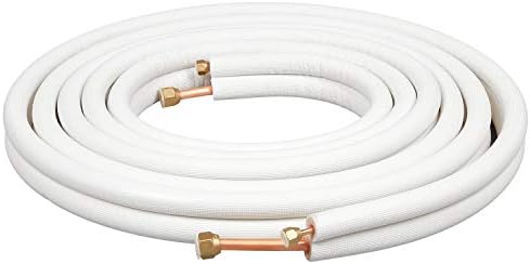 Reyhoar 16 Ft. Mini Split Lines Set， Copper Pipes 1/2" & 1/4" for Mini Split Air Conditioner - Insulated Copper Coil Line Set HVAC Refrigerant，White