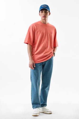 Image of SNITCH Men Jeans | Relaxed Fit Solid Pattern | 100% Cotton Smooth Texture & Durable Denim Weave | Casual & Street Wear for Everyday Comfort