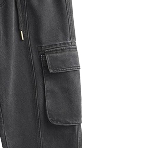 Mens Ankle Binding Jeans Plus Size Baggy Jogger Drawstring Stretch Casual Denim Cargo Distressed Jeans with Pockets3