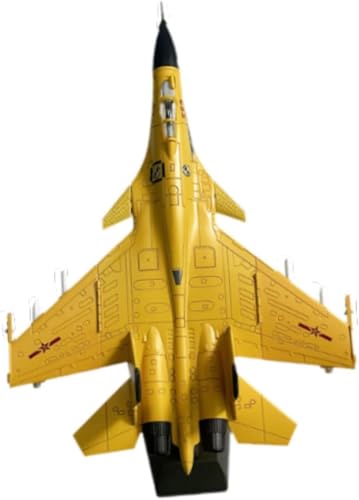 DancJulie 1/100 J15戦闘機モデル 飛行機コレクション スタンド付き 飛行模型 ディスプレイ用, グレー飛行 (イエロー)