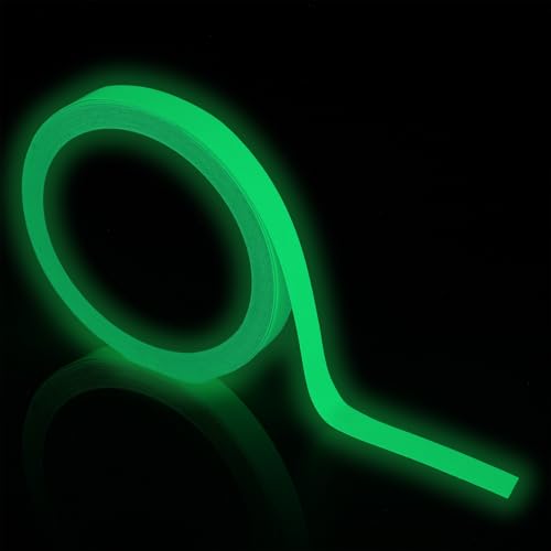 Quilax 1 rollo de cinta luminosa, cinta adhesiva fluorescente autoadhesiva, resistente al agua, brilla en la oscuridad, para una orientación segura en escaleras, paredes, señales de salida (10 m x 12