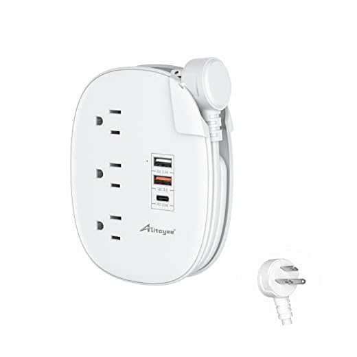 Alitayee 20W USB C Power Strip with 3 Outlets and USB C Fast Charging for iPhone, QC 3.0 Charger, Flat Plug and 3ft Wrapped Around Extension Cord for Cruise Travel Home Office Dorm