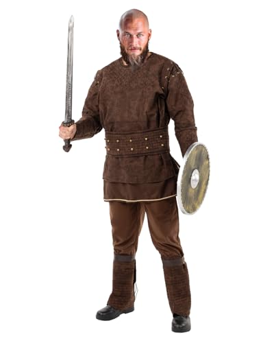 Funidelia Disfraz Oficial de Ragnar Vikings para hombre, Incluye chaqueta, cinturón, pantalón y cubrebotas, Talla XL - Traje para adultos para fiestas, Carnaval y Halloween