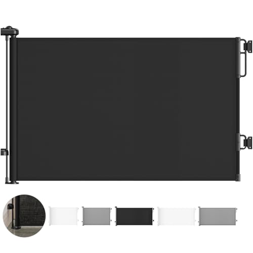 Image of Cumbor Retractable Baby Gate Dog Gate for Stairs Indoor, Extends up to 55" Wide Mesh Dog Gate for Doorways, 34" Tall Safety Dog Gates for The House, Easy to Use Pet Gate for Stairway & Ourdoors, Black