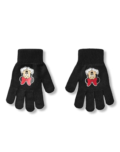 Disney Minnie Mouse Girls Beanie Hat & Gloves Set | Black Knitted Winter Hat with Pom Poms and Red Bow | Kids One Size Hat & Gloves with Minnie Mouse Character Face | Classic Cartoon Merchandise Gift3