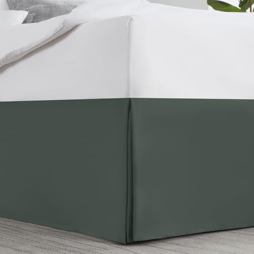 Image of Nestl Forest Green Full Bed Skirt - Full Size Bed Skirt 14 Inch Drop - Brushed Microfiber Bed Skirts - Hotel Quality Pleated Bed Skirt - Shrinkage & Fade Resistant