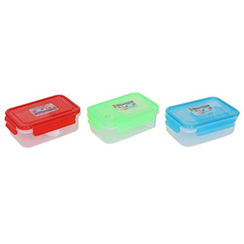 Image of Shri Ashtavinayak Airtight Plastic Lunch Boxes with Liquidtight Container, Spoon and Fork Multi Coloured - 500ml (Pack of 12)