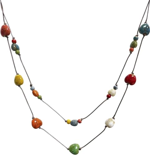 Layered Boho Beaded Necklaces for Women Cute Love Heart Colorful ...
