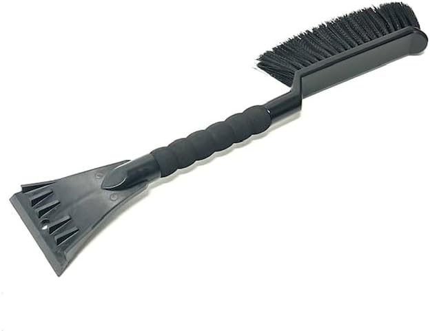 Heavy Duty Car Snow Brush, Black Plastic Handle with Sturdy Bristles, Handheld Winter Ice Scraper Tool