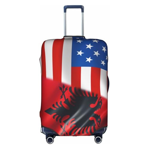 Travel Luggage Cover America Flag And Albania Flag Fashion Washable Baggage Suitcase Protector Fit For Luggage X-Large