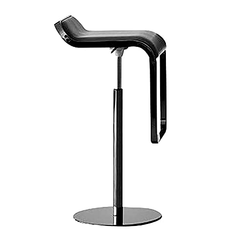 lapalma LEM S80 Tabouret de bar avec assise en cuir noir et assise en cuir rembourré Noir 37 x 87 x 42 cm Hauteur réglable 66-79 cm