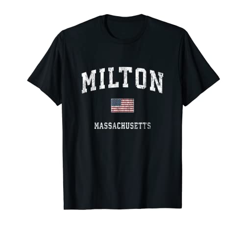 Milton Massachusetts MA Vintage Bandera Americana Diseño Deportivo Camiseta