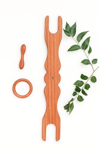 Image of Amman Wooden Combo - Cradle Stick & Teether (2 Pieces -Dumbler and Ring) for Baby (Babies) | Thottil Kattai(Kambu) | Swing Stick for Kids (Infants /Child)