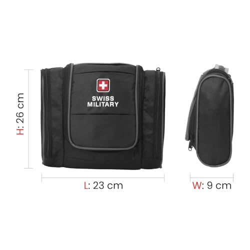 Swiss Military Unisex 5L Water-Resistant Toiletry Bag for Travel with Multiple Compartments, Quick Access Pocket, Durable Zippers, Organizer for Toiletries, Makeup and Essentials-Black 7 31K0DnXrIrL