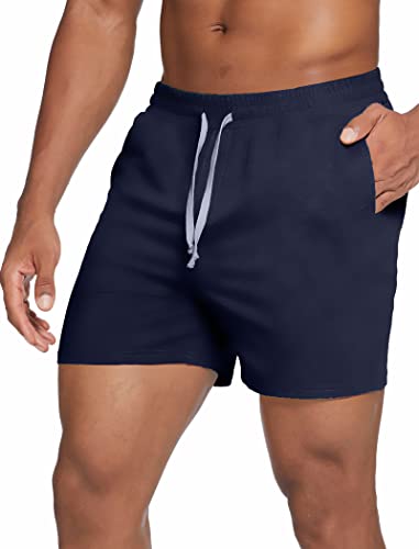 Image of Deyeek 5.5 Inch Mens Pajama Shorts Sleep Cotton Lounge PJ Lightweight Elastic Waist Drawstring Nightwear Bottom with Pockets
