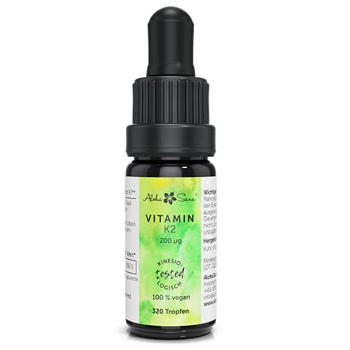 Aloha Sana | Vitamin K2 hochdosiert in Tropfen | 200ug K2 Alltrans von Kappa | Vitamin K2 mk7 im Ultraviolettglas | Nahrungsergänzungsmittel vegan Cover