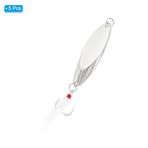 PATIKIL Colheres de pesca 35 g, 35 g, 5 peças, colher de fundição, ganchos de agudos, iscas giratóri