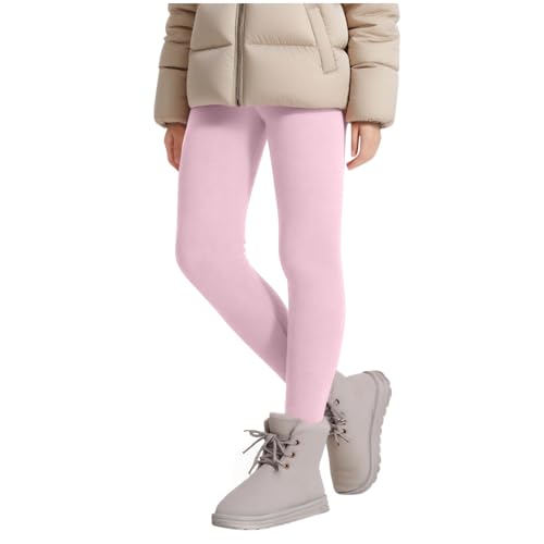 AOREUGL Girls Winter Leggings Kids Thick Warm Fleece Lined Legging Pants Elastic Waist Thermal Tights Size 3-13 Years Pink Girls' Fashion Size 4-5