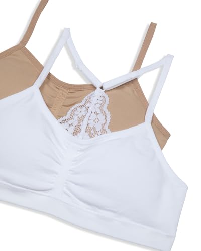 Maidenform Girls' Seamless Ruched Lace Back Crop Bra 2 Pack2