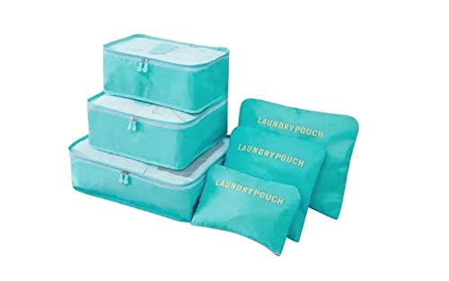 Organizador De Mala Bolsa Kit 6 Peças Para Viagem (AZUL-CELESTE)