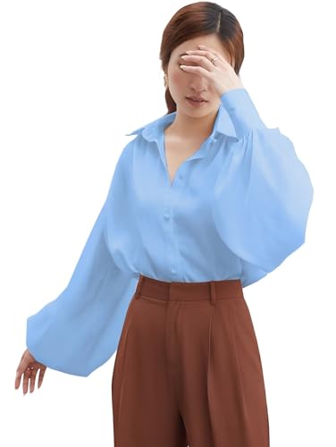 wearVAST Women Victorian Wide Cuffs Blouse Vintage Long Bishop