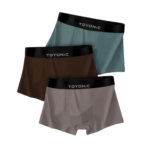 Image of Men's Extra Thin Ice Silk Boxer Briefs (Pack of 3) | Long Leg Elastic Underwear | Breathable & Lightweight Smooth Fabric Trunks