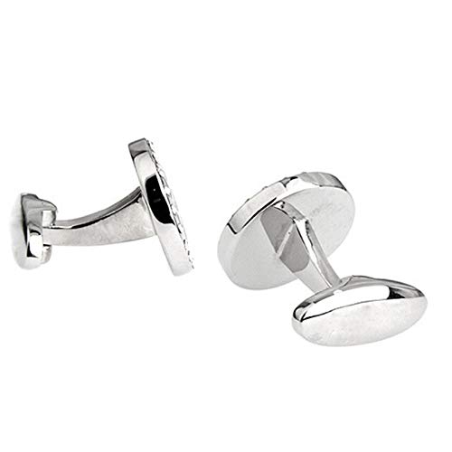 Mancuernillas redondas plateadas y negras KnBoB para hombre miniatura 2
