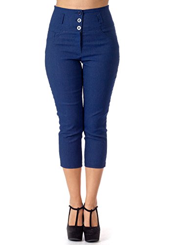 Sidecca Classic Retro High Waist 4 Button Capri Pant