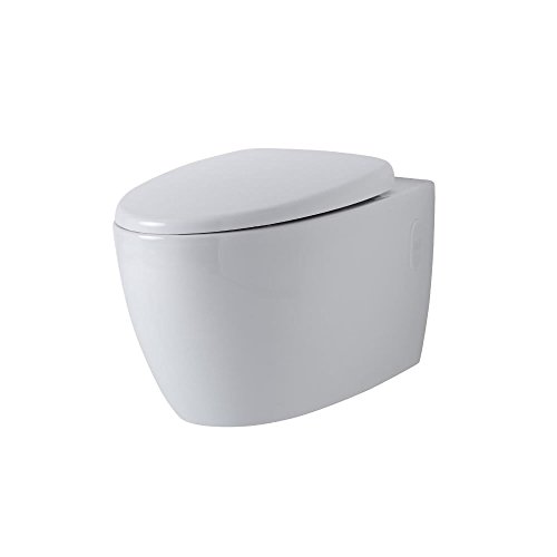 Milano Altham Modern White Ceramic Wall Hung Rimless Toilet WC Soft Close Seat