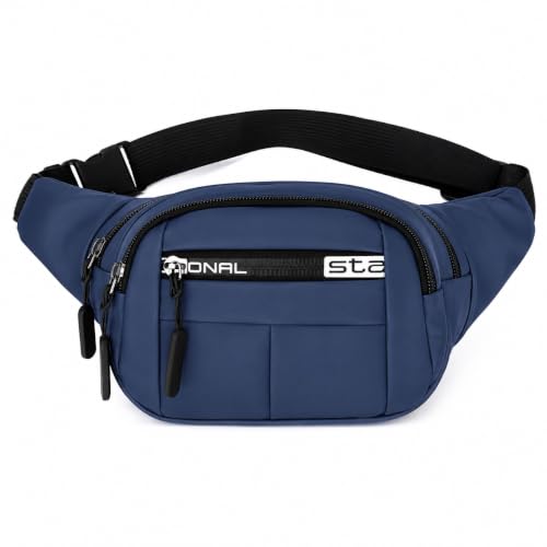 Image of Waist Bag for Man & Woman | Travel Handy Hiking Running Pouch with Zipper | Adjustable Strap Fanny Pack for Documents Money Card Phone Earphone | Lightweight Sport Belt Bag (Blue)